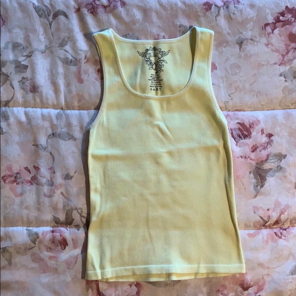 Yellow Ribbed Stretchy Tank - Picture 3 of 5